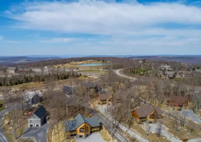 Aerial view of custom homes